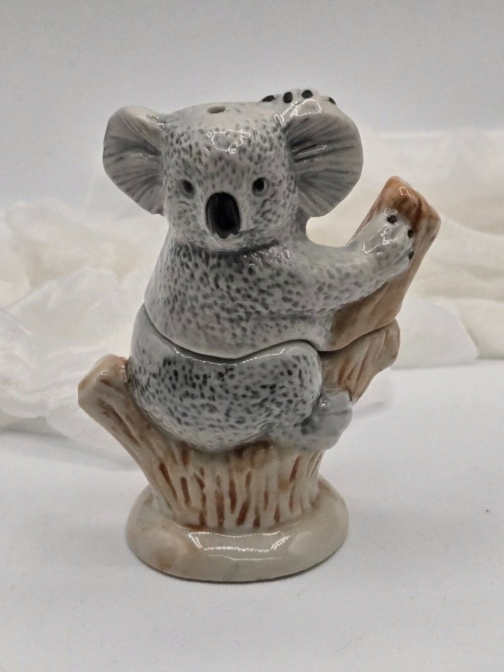 Koala Bear Salt & Pepper Shaker Set Grey Ceramic Stacking 3.5 Inch